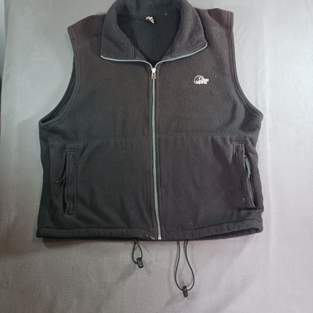Lowe Alpine Men's Black Fleece Vest Full Zip Stand-Up Collar Size L